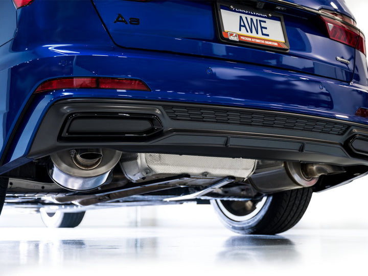 AWE Audi 2019-2023 C8 A6/A7 3.0T Touring Edition Cat-back Exhaust- Turn Downs - Bull Strap