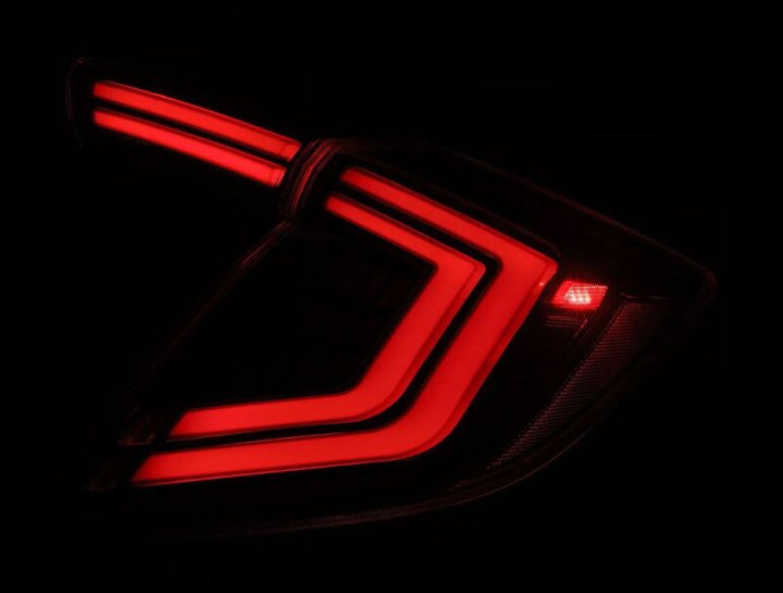 AlphaRex 16-21 Honda Civic Hatchback/ Type-R FK8 Nova-Series LED Tail Lights (Pair) - Alpha Black - Bull Strap