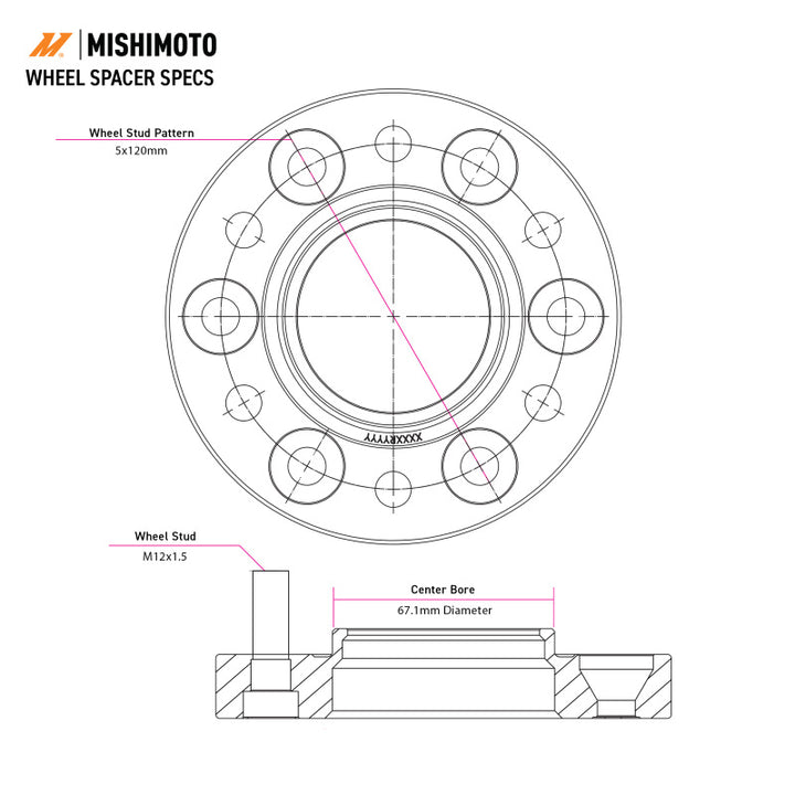 Mishimoto Wheel Spacers - 5x100 - 56.1 - 15 - M12 - Black - Bull Strap