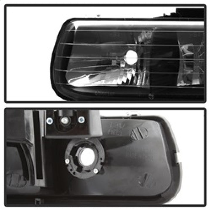 xTune Chevy Tahoe 00-06 Amber Crystal Headlights w/ Bumper Lights Black HD-JH-CSIL99-SET-AM-BK - Bull Strap
