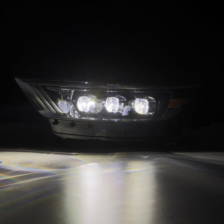 AlphaRex 15-17 Ford Mustang NOVA LED Proj HL Alpha-Black w/Activ Light/Seq. Signal + Switchback DRL - Bull Strap
