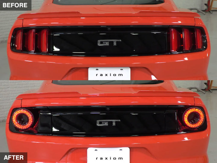 Raxiom 15-22 Ford Mustang Halo LED Tail Lights - Gloss Black Housing (Smoked Lens) - Bull Strap