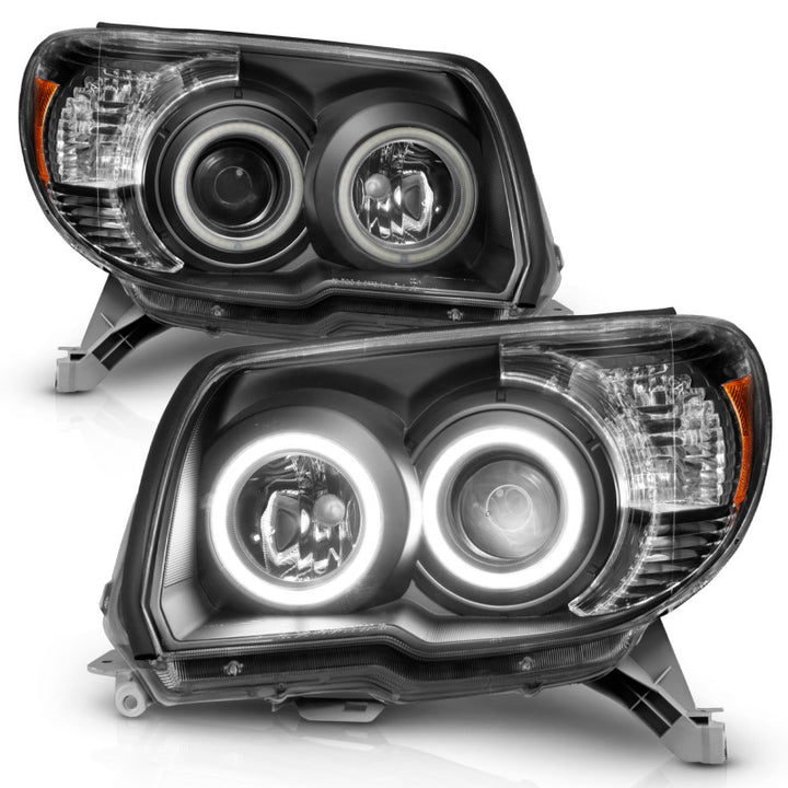 ANZO 2006-2009 Toyota 4Runner Projector Headlights w/ Halo Black - Bull Strap