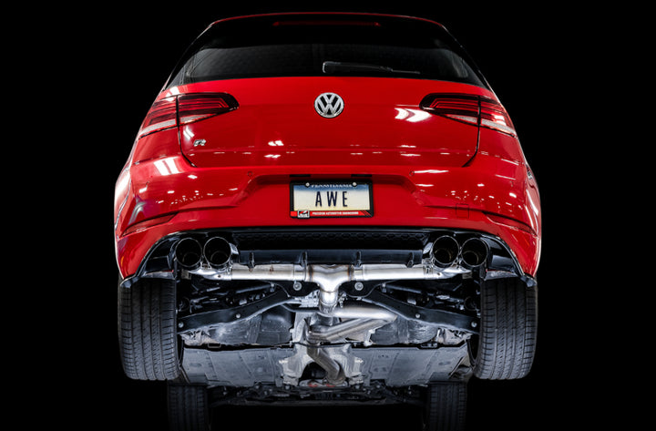 AWE Tuning 15-17 Volkswagen Golf R MK7 Track Edition Exhaust - Diamond Black Tips (102mm) - Bull Strap