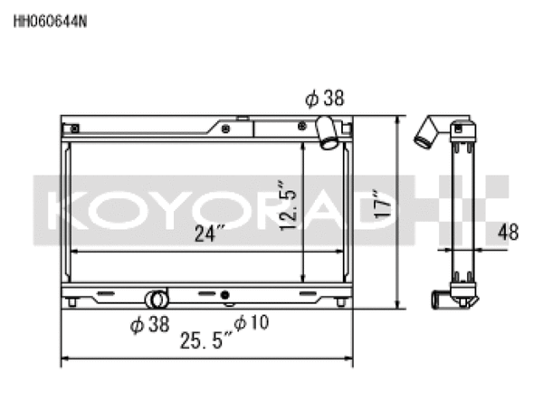 Koyo 93-95 Mazda RX-7 1.3L Turbo N-FLO (Dual Pass) Radiator - Bull Strap