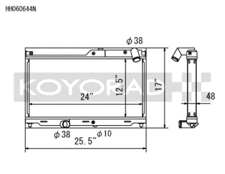 Koyo 93-95 Mazda RX-7 1.3L Turbo N-FLO (Dual Pass) Radiator - Bull Strap