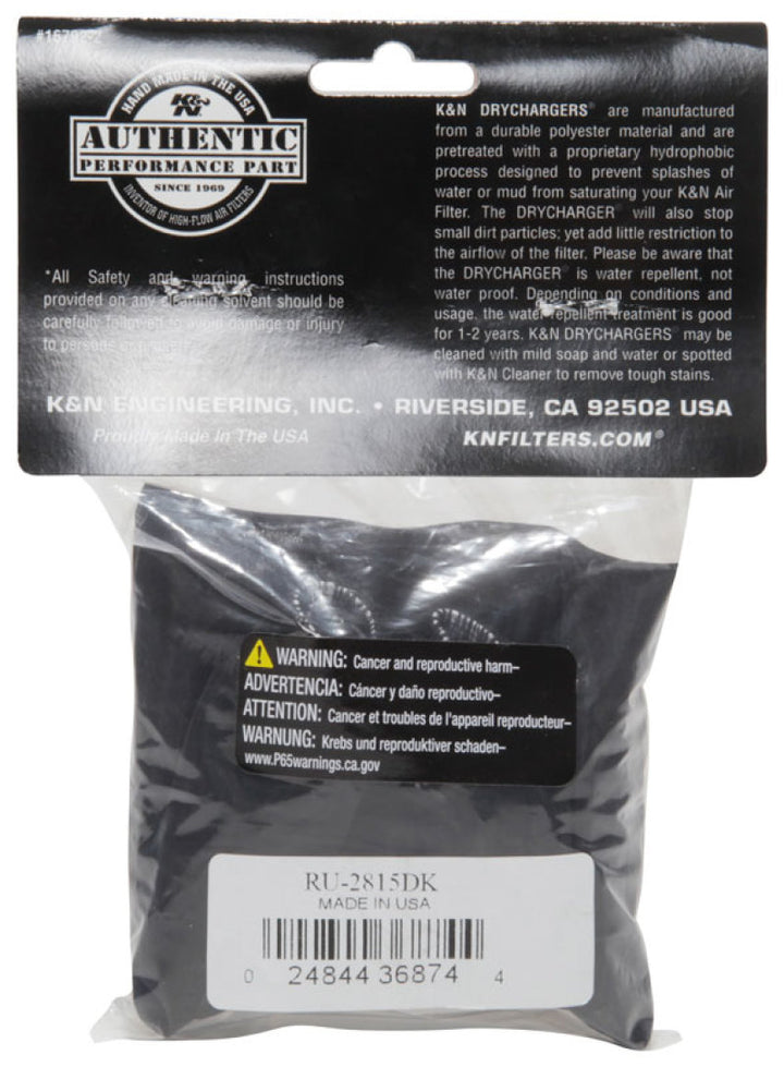 K&N Drycharger Air Filter Wrap RU-2815 Black - Bull Strap