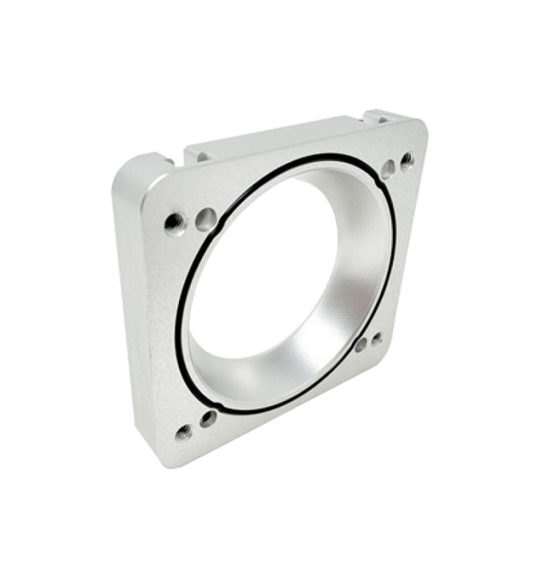 Torque Solution 06-21 Subaru STI / 08-14 Subaru WRX Big Bore 76mm Throttle Body Adapter - Silver - Bull Strap