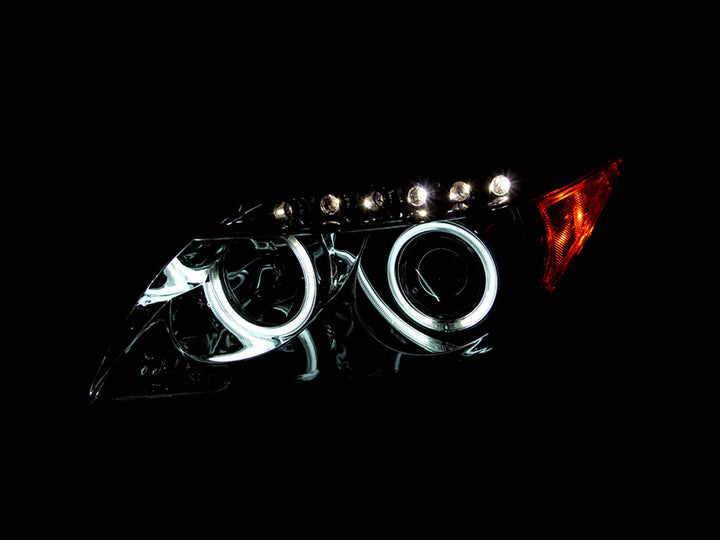 ANZO 2005-2010 Scion Tc Projector Headlights w/ Halo Chrome (CCFL) - Bull Strap