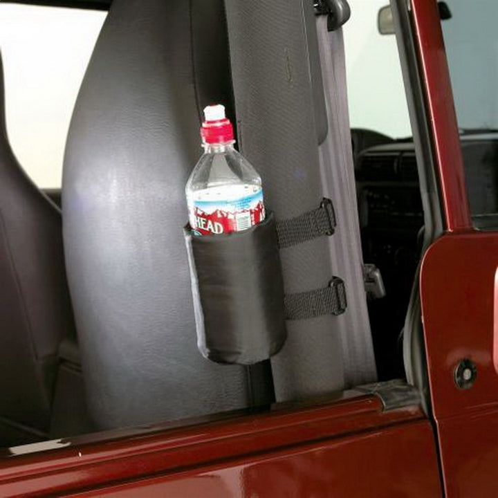 Rampage 1999-2019 Universal Roll Bar Drink Cup Holders - Black - Bull Strap