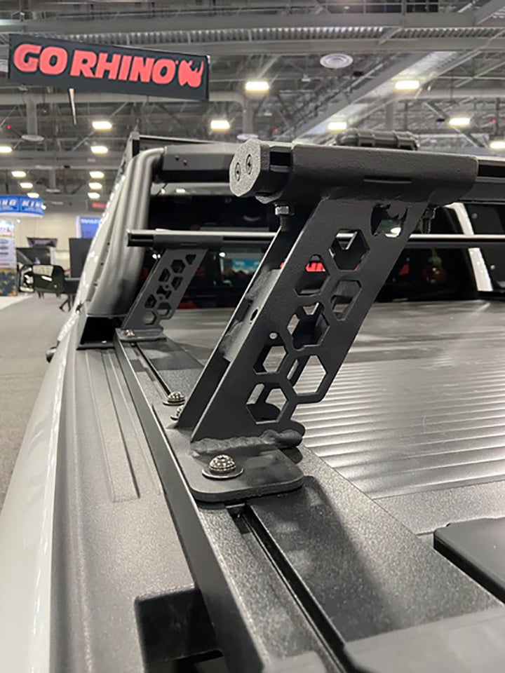 Go Rhino 15-22 Ford F-150 / 07-21 Toy. Tundra XRS Cross Bars Kit - Tex Blk (Attch Tonneau Cvr T-Trk) - Bull Strap