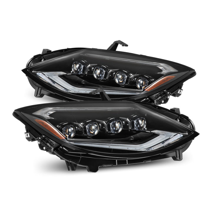 AlphaRex 23-24 Nissan Z NOVA-Series LED Projector Headlights Alpha-Blk w/Activation Light & Seq.Sig - Bull Strap