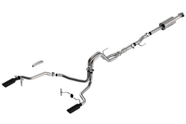 Borla F-150 2021 5.0L 4dr CC SB EC STB Lariat/KR/Platinm/LTD 3/2.25 SRE Cat-Back ATAK Black CHR Tips - Bull Strap