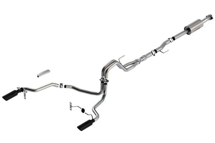 Borla F-150 2021 5.0L 4dr CC SB EC STB Lariat/KR/Platinm/LTD 3/2.25 SRE Cat-Back ATAK Black CHR Tips - Bull Strap