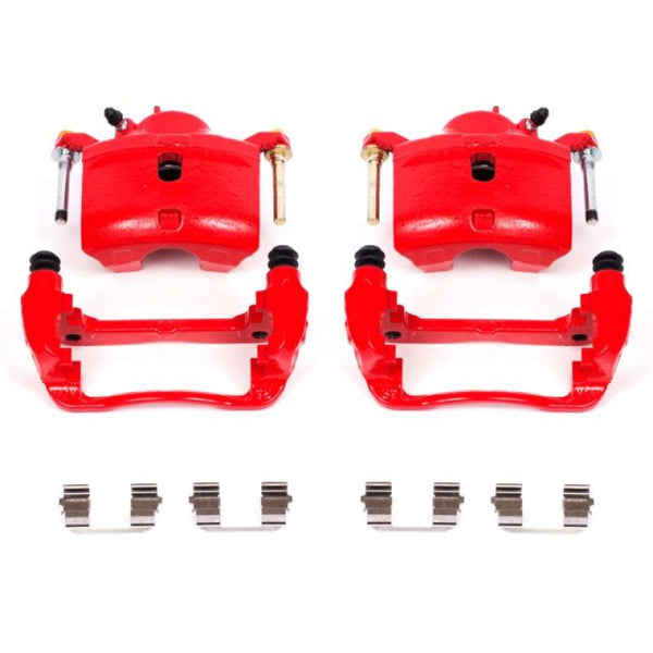 Power Stop 13-15 Acura ILX Front Red Calipers w/Brackets - Pair - Bull Strap