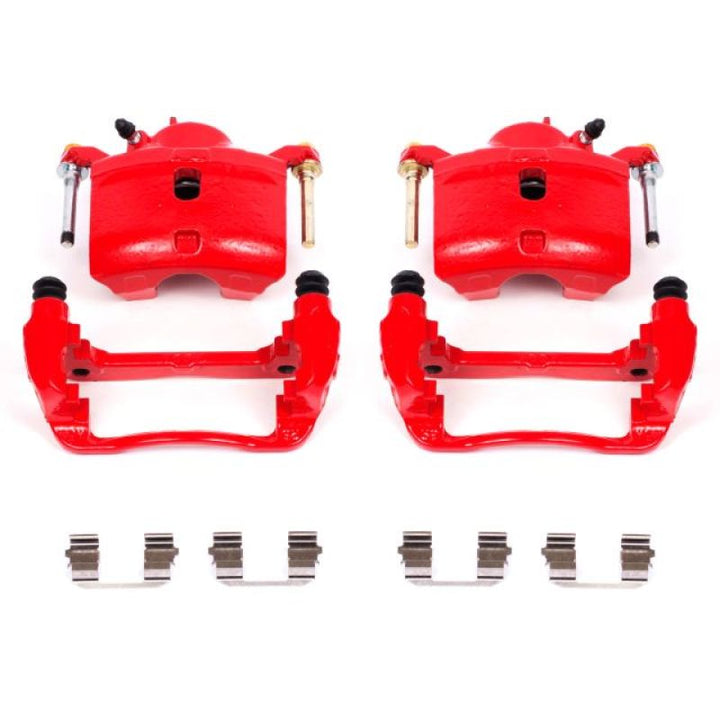 Power Stop 13-15 Acura ILX Front Red Calipers w/Brackets - Pair - Bull Strap