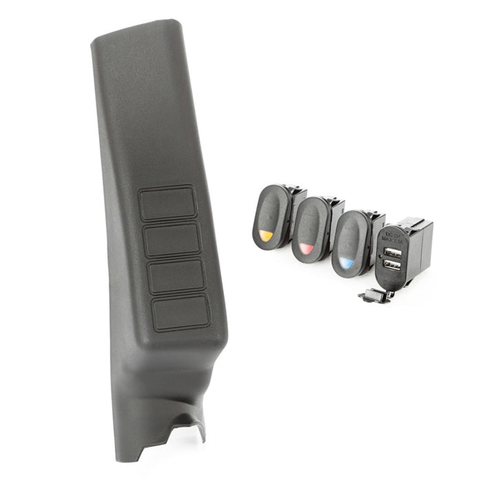 Rugged Ridge A-Pillar Pod Kit 3 Switch USB 11-18 JK/JKU - Bull Strap