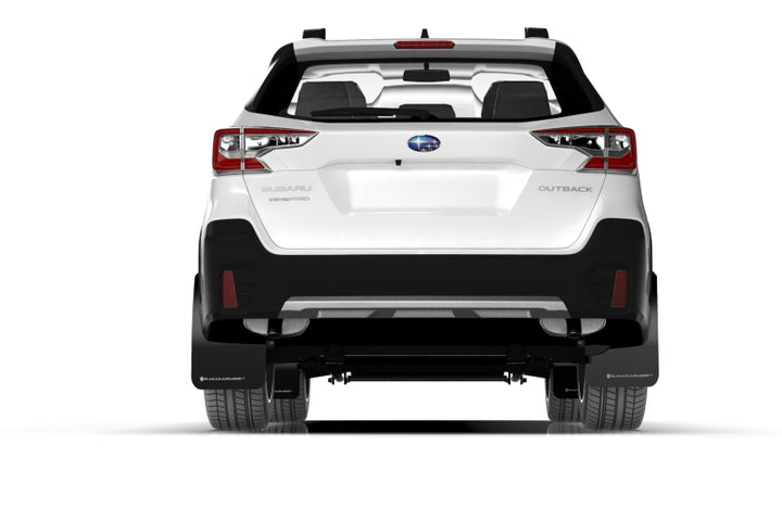 Rally Armor 20-25 Subaru Outback Black UR Mud Flap w/White Logo - Bull Strap