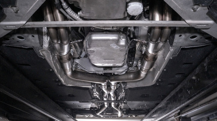 Stainless Works 2016-18 Cadillac CTS-V Sedan Headers 2in Primaries 3in Catted Leads Into X-Pipe - Bull Strap