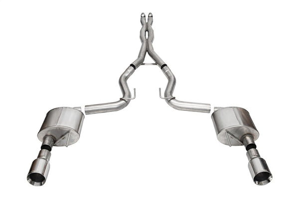 Corsa 24+ Ford Mustang GT Xtreme CatBack Exhaust Sys 3.0in Dual Rear Exit w/4.5in StraightCut Tips - Bull Strap