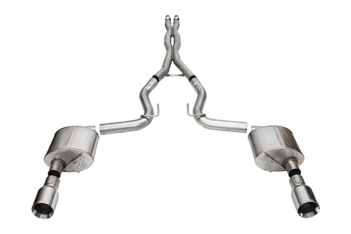 Corsa 24+ Ford Mustang GT Xtreme CatBack Exhaust Sys 3.0in Dual Rear Exit w/4.5in StraightCut Tips - Bull Strap