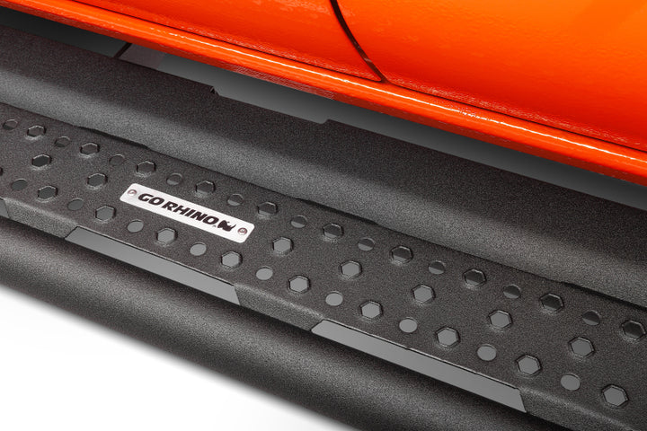 Go Rhino Dominator Extreme D6 SideSteps - Tex Blk - 87in - Bull Strap