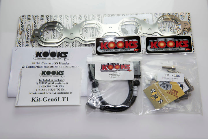 Kooks 2016+ Chevrolet Camaro SS 1 7/8in x 3in SS Longtube Headers w/ Green Catted Connection Pipes - Bull Strap