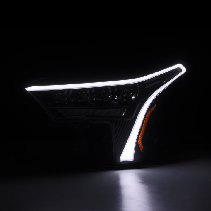 AlphaRex 22-23 Toyota Tundra NOVA-Series Headlights Black w/Amber DRL - Req 810029 OR 810030 - Bull Strap