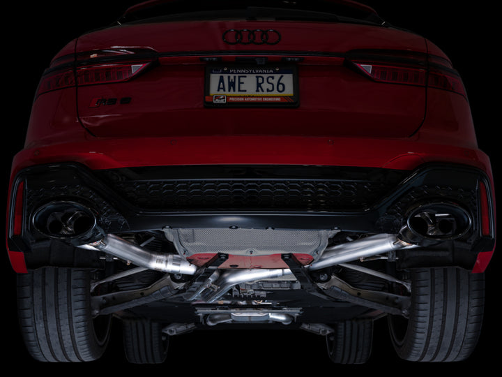 AWE Tuning 21-23 Audi C8 RS6/RS7 SwitchPath Cat-back Exhaust - Diamond Black Tips - Bull Strap