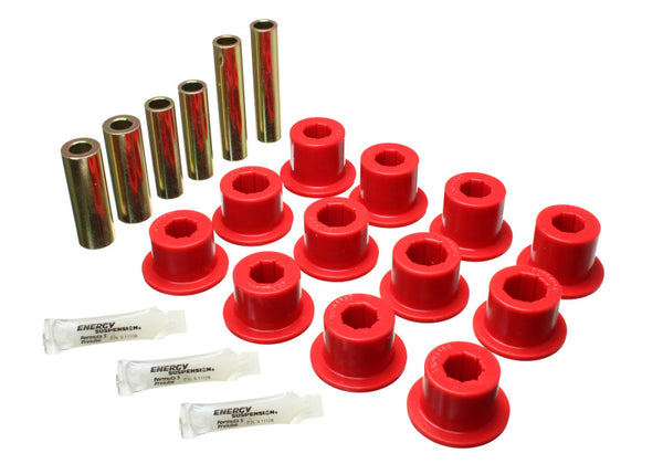 Energy Suspension 07-21 Toyota Tundra Red Rear Leaf Spring Shackle Bushing Set - Bull Strap