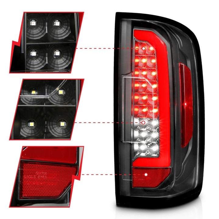 ANZO 15-21 Chevrolet Colorado Full LED Tail Lights w/ Red Lightbar Black Housing Clear Lens - Bull Strap