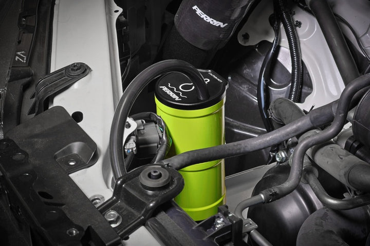 PERRIN 02-25 Subaru WRX / 04-21 STI / 13-25 BRZ/GR86/FRS/86 Coolant Overflow Tank - Neon Yellow - Bull Strap