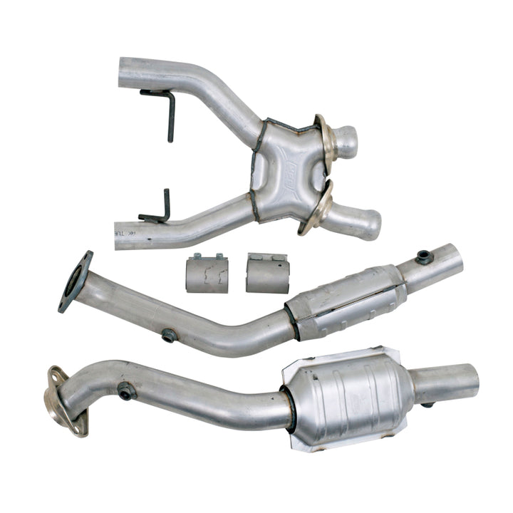 BBK 96-98 Mustang 4.6 Cobra High Flow X Pipe With Catalytic Converters - 2-1/2 - Bull Strap