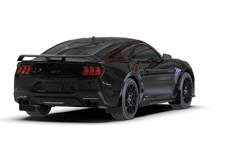 Rally Armor 2024+ Ford Mustang Black UR Mud Flap w/ Metallic Black Logo - Bull Strap