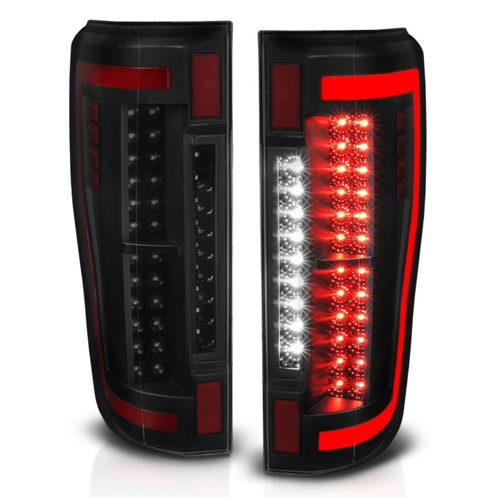 ANZO 2017+ Ford F-250 LED Taillights - Black/Smoke - Bull Strap