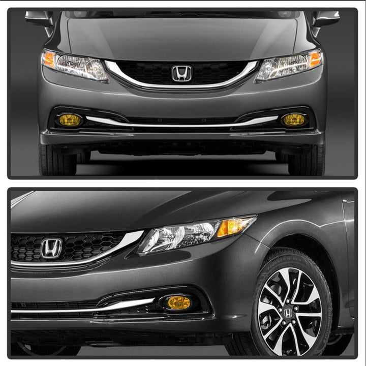 Spyder Honda Civic 2013-2014 4dr OEM Fog Light W/Switch Yellow FL-HC2013-4D-Y - Bull Strap