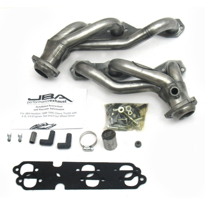 JBA 88-95 GM Truck 4.3L V6 w/o A.I.R. Injection 1-1/2in Primary Raw 409SS Cat4Ward Header - Bull Strap