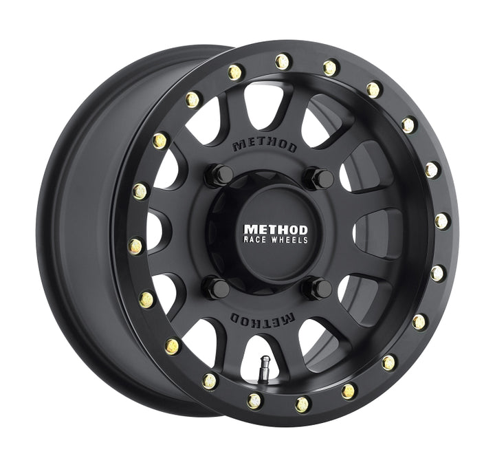 Method MR401 UTV Beadlock 15x7 / 4+3/13mm Offset / 4x156 / 132mm CB Matte Black Wheel - Bull Strap