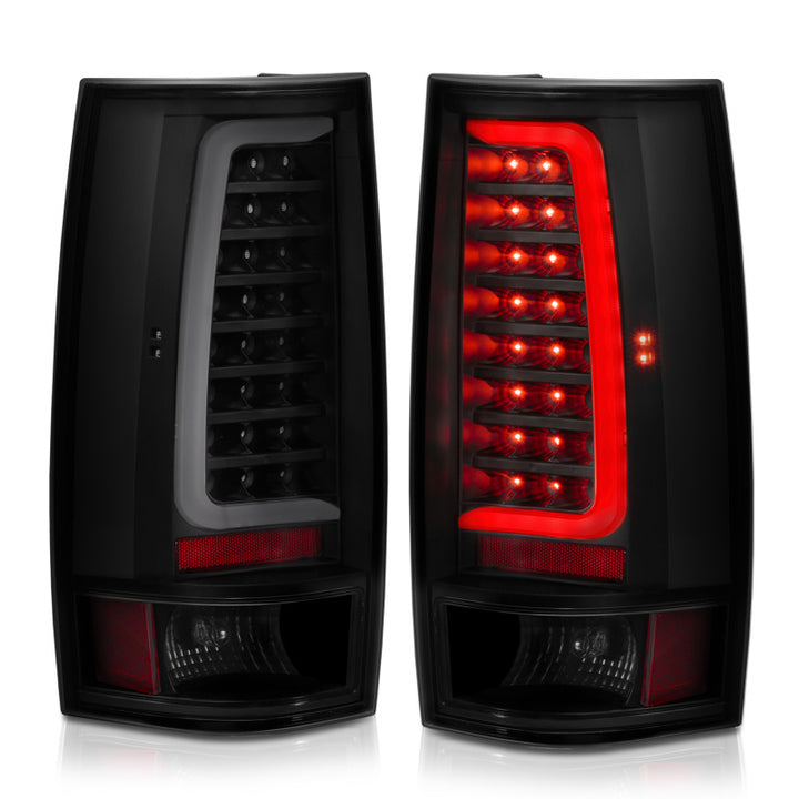 ANZO 2007-2014 Chevy Tahoe LED Taillight Plank Style Black w/Smoke Lens - Bull Strap