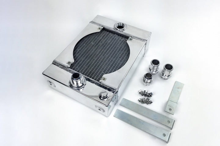 CSF Universal Drag Race / Tuck Radiator w/9in Spal Fan - 10.5in H x 10in L x 3.6in W - Bull Strap