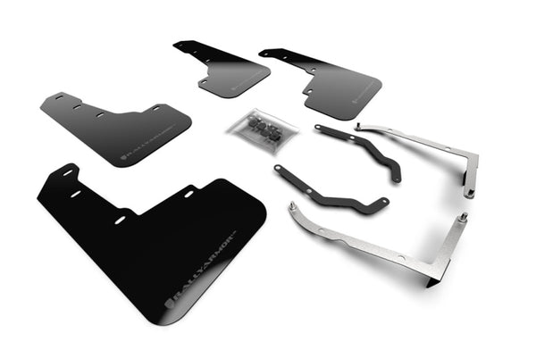 Rally Armor 18-23 Subaru Crosstrek Black UR Mud Flap w/Grey Logo - Bull Strap
