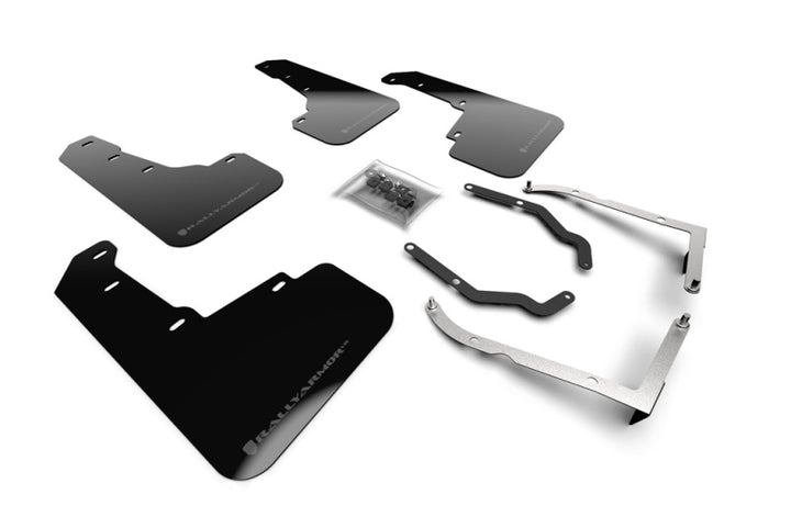 Rally Armor 18-23 Subaru Crosstrek Black UR Mud Flap w/Grey Logo - Bull Strap