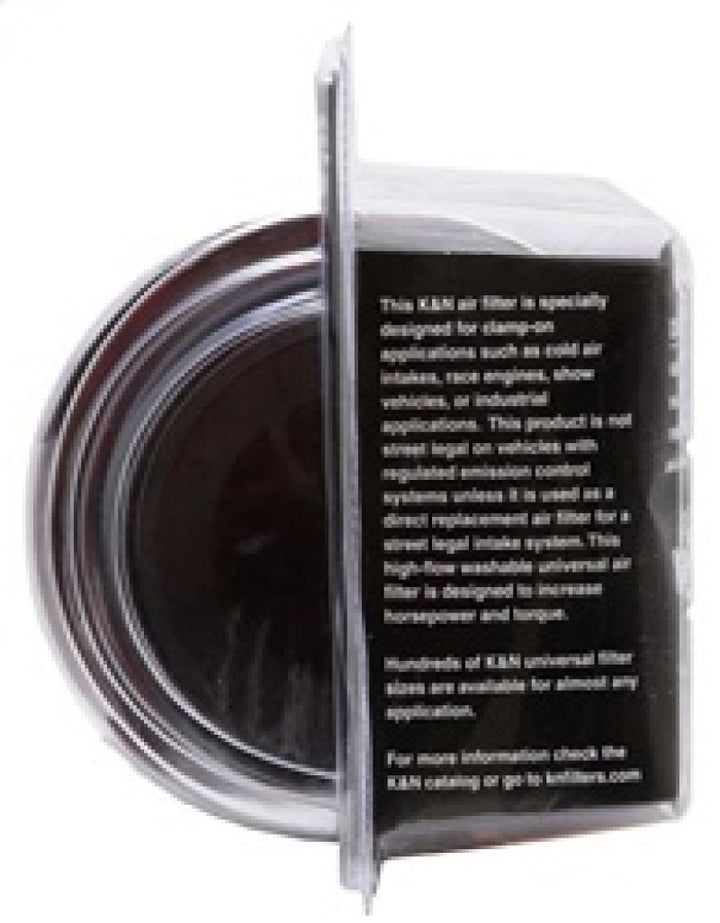 K&N Universal Air Filter Chrome Round Tapered Red - 4in Flange ID x 1.125in Flange Length x 9.5in H - Bull Strap