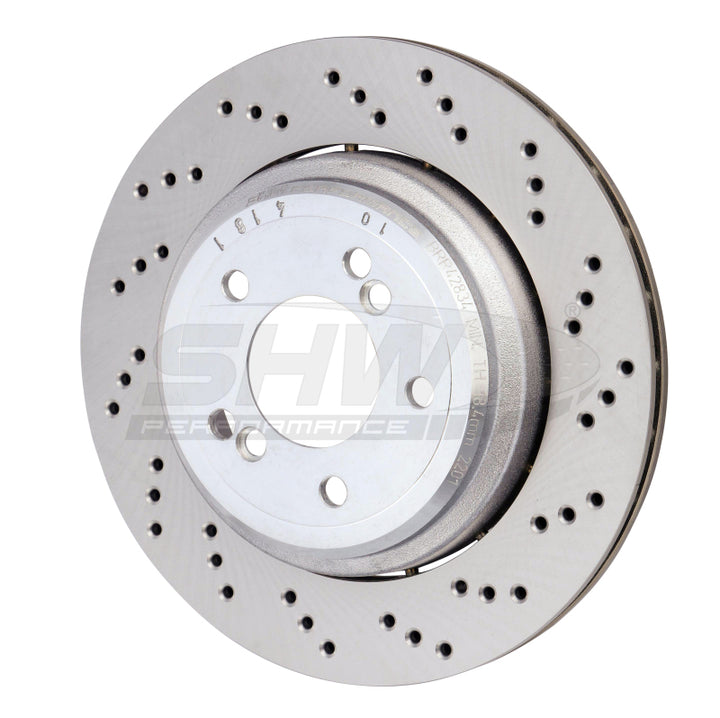 SHW 06-08 BMW Z4 3.2L Right Rear Cross-Drilled Lightweight Brake Rotor (34212282304) - Bull Strap