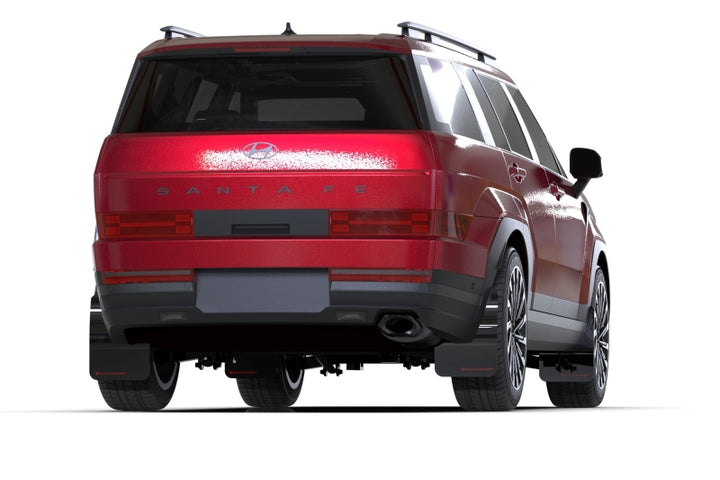 Rally Armor 24-25 Hyundai Santa Fe Black Mud Flap w/Red Logo - Bull Strap