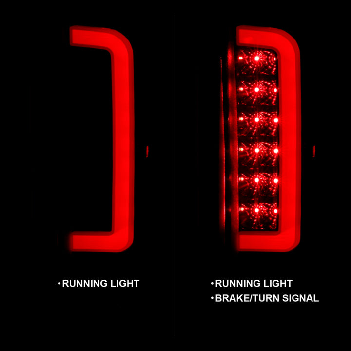 ANZO 1987-1996 Ford F-150 LED Taillights Black Housing Smoke Lens (Pair) - Bull Strap