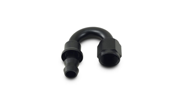 Vibrant -6AN Push-On 180 Deg Hose End Fitting - Aluminum - Bull Strap