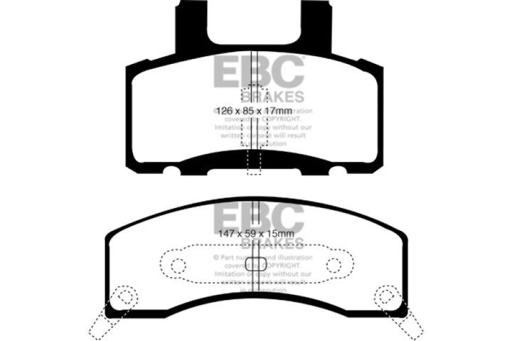 EBC 90-93 Chevrolet C20 8600 LB Yellowstuff Front Brake Pads - Bull Strap