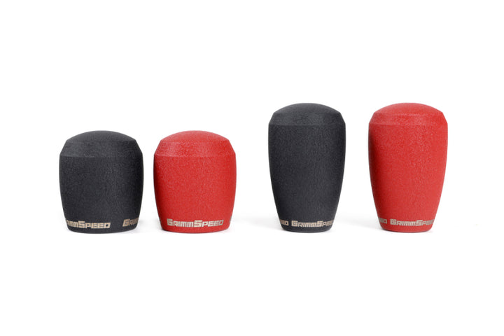 GrimmSpeed Stubby Shift Knob Stainless Steel Red - M12x1.25 - Bull Strap