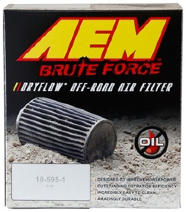AEM Brute Force Dryflow Air Filter - Conical 6in Base OD / 5.125in Top OD / 5.25in Height - Bull Strap